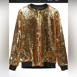 Gold Sequin Women's Jacket Size 2x